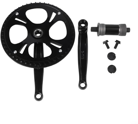 Pumixiy Pédalier de vélo en alliage 48T 170 mm, trou carré, pour vélo pliable à vitesse unique, avec protection de chaîne et pédalier options finition métal (pédalier + 110 BB)