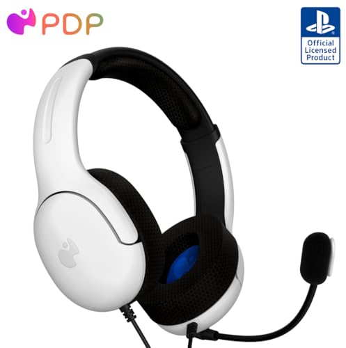 PDP Gaming LVL40 Stereo Kopfhörer mit Mic für PlayStation, PS4, PS5 - PC, iPad, Mac, Laptop Compatible - Geräuschunterdrückung Mikrofon, Soft Comfürt On Ear Headphones, 3.5mm jack - weiß