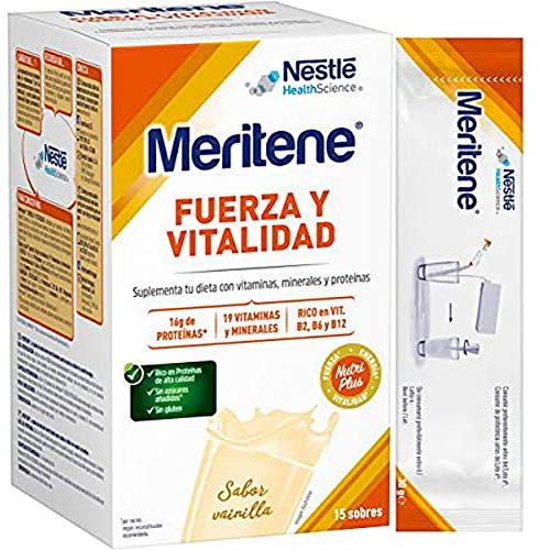 Meritene Fuerza y Vitalidad Batido Sabor Vainilla, 15 Sobres DESCUENTO 2 Euros