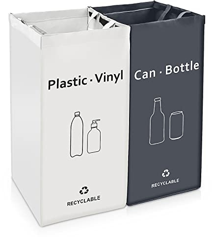 JIALAI HOME Recycling Bin, Separate Large Recycle Bins for Kitchen - Indoor Home Trash Bin, Recyclable Waste Trash Sorting Organizer, Durable, Washable, Affordable Recycle Bags, 2 Pack