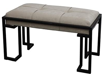 La Maison Plush Velvet Hallway Living Room Upholstered Bench Cushioned Padded Stool Pouffe Bed End Seat Metal Frame