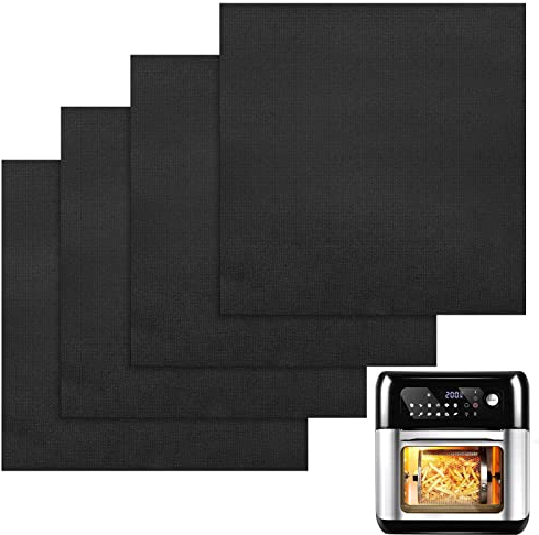 BYKITCHEN Air Fryer Accessories for Tower, 4 PCS Non-Stick Air Fryer Liners for Oven, Baking Tray Mat Compatible with Tower 17076 Xpress & Daewoo 10L to12L Air Fryer Oven (24CM*26CM)