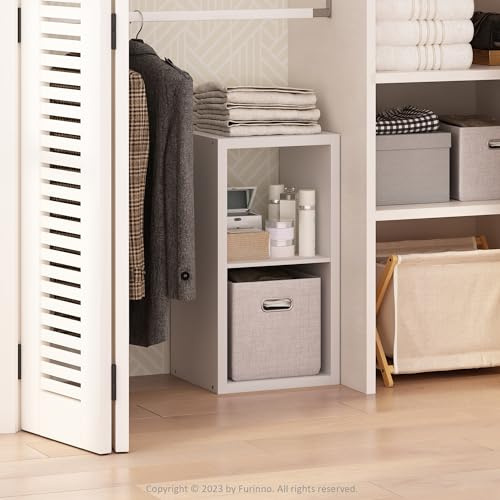Furinno Cubic Closet Organizers and Storage, 2-Cube Closet Organizer, Open Shelf Closet Storage, Extra Thick Frame for Wardrobe, Bedroom, Living Room, White