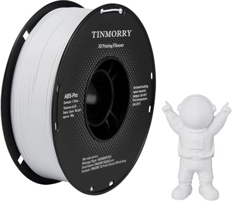 TINMORRY ABS Filament 1.75mm, ABS (Pro) 3D Drucker Filament 1KG, gute Hitzebeständigkeit, stark & haltbar, Maßgenauigkeit ±0.03mm, perfekte Kompatibilität mit Bambu Lab X1C FDM 3D Drucker,kühles Weiß