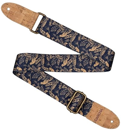 CASCHA Ukulele Strap Vegan Cork-Midnight Birds Soporte Abdominal, Multicolor, Talla única Unisex Adulto