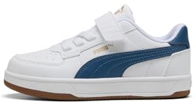 PUMA Baskets à fermture Facile Caven 2.0 Enfant 28.5, White Dark Indigo Gum Blue Beige