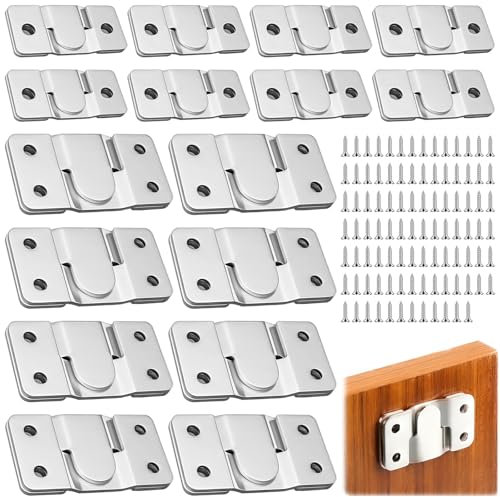 TTYSHIP® 16 Paires Support Montage Encastré Dissimulé, Support de Montage Dissimulé Crochet en Acier Inoxydable pour Photos, Miroirs (44*19mm/53*30mm)