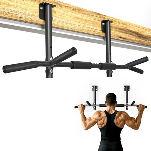 Joist Mounted Pull Up Bar,42 Wide Bar Ceiling Mount Chain Up Bar Adjustable Height,for Home Gym,Cross Training Strength Building,up to 350LBS