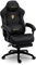 Dowinx Gaming Stuhl Ergonomisch mit Massage-Lendenkissen, Höhenverstellbare Kopfstütze, Verdicktes Sitzpolster, Ausziehbare Fußstütze, Verstellbare Armlehnen, Mikrofaser-Velours, 160° Neigbar, Schwarz