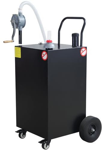45 Gallon Gas Caddy, Portable Fuel Transfer Storage Tank with 4 Wheels and 2-Way Rotary Pump, Large Diesel Kerosene Can Container for Cars Boat ATV Motorcycle Lawnmower, Black