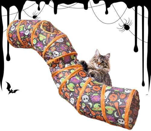 fayarrd Tunnel pour Chats - Jouet Tunnel Halloween pour Chatons | Drôle pour Petits Animaux Lapins Hamsters - Cachette pour Chiots et Animaux domestiques