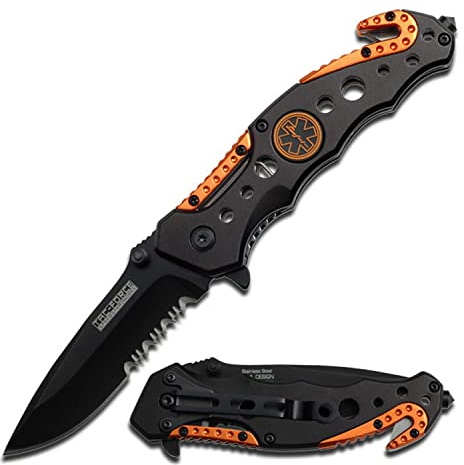 NDZ Performance TAC-Force Spring Assisted Opening EMT EMS Orange Rescue Folding Pocket Knife New