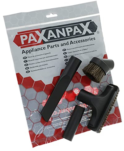 Paxanpax PFC866 Compatible for Numatic Black Plastic All Purpose Removable Strip, Crevice, Horsehair Round Dusting Brush Tool & Adapter Tube Accessory Kit (32mm)