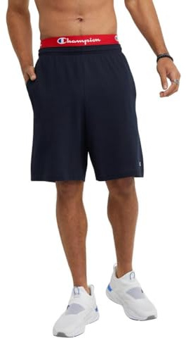Champion Men's Lounge Shorts, Standard Fit, 9 Inch Inseam, Lightweight 100% Cotton, Available in Regular and Big & Tall, Navy, XX-Large