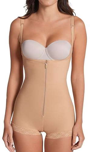 Leonisa Body Reductor Modellatore Donna - Fascia Colombiana Dimagrante Levanta Glutei, beige, M