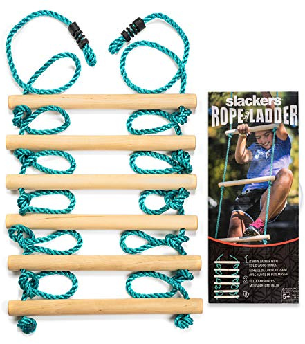 Slackers 8 ft Rope Ladder - Best Outdoor Ninja Warrior Training Equipment For Kids - A Great Addition To Your Backyard Ninjaline Obstacle Course - Rated Ages 5+