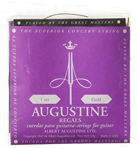 Augustine 650517 Corde per Chitarra Classica, Etichetta Regals, Set Cantini Precision-Round Extra High Tensione, Corde Basse Light Tensione, Muta Oro