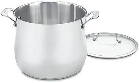 Cuisinart Contour Stainless 12-Quart Stockpot with Glass Cover, Silver