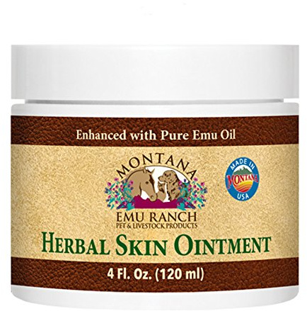 Montana Emu Ranch - Herbal Skin Ointment - 4 Ounce Jar - for Pet and Livestock - Made with Pure Emu Oil