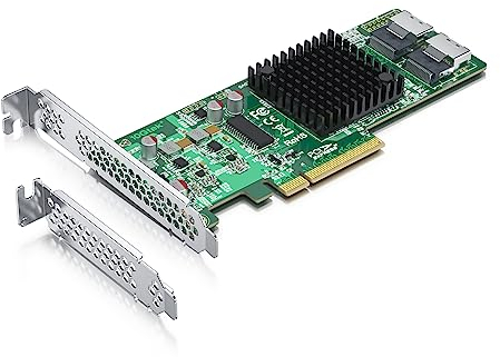 10Gtek für LSI 9211-8I 6Gb/s PCIe 2.0 SAS/SATA HBA RAID Controller Card Internal, LSI SAS2008 Chip, High Profile & Low Profile