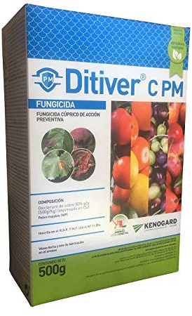 KENOGAARD Fungicida cúprico 500g de acción preventiva DITIVER C PM contra mildiu, Alternaria, Antracnosis...