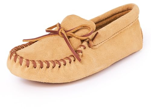 Minnetonka Men's Leather Laced Soft Leather Sole Moccasin,Tan,12 M US
