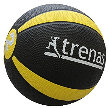 trenas - Professioneller Gummimedizinball, Medizinball PRO 2 kg, rutschfest, robust & langlebig – Für Functional Training, Kraft, Koordination, Training, Fitness & Reha, Schwarz-Gelb