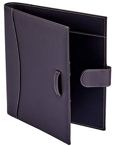 It's Academic Executive Leather Portfolio Folder, 1 Ring Binder and 250-Sheet Capacity to Organize Resumes, Business Cards, Note Pads, and Legal-Size Documents, Pen Loop, Dark Brown Faux Leather
