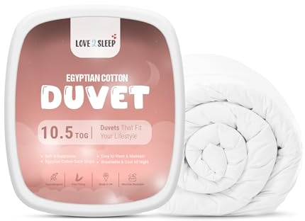Luxury Egyptian Cotton Double 10.5 Tog Duvet All-Season Comforter Hypoallergenic Soft, Breathable Cosy - Double