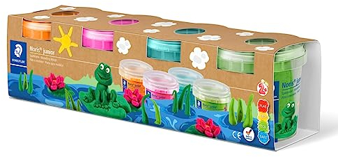 STAEDTLER Spielknete Noris, Sonderfarben, besonders weich und einfach zu kneten, klebt nicht, Spielknete mit 4 Töpfchen, 8134 02