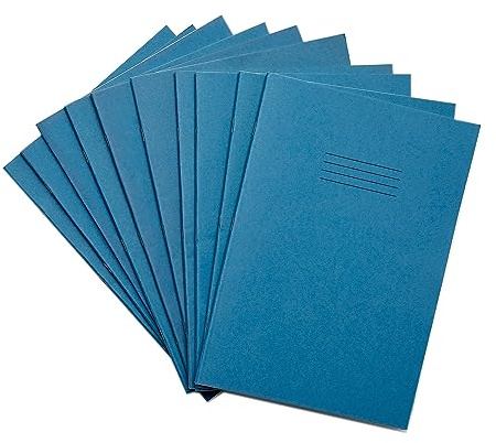Rhino A4 Tinted Exercise Book, Light Blue Cover with Blue Coloured Paper, 10 Pack, 48 Page / 10mm Squared Dyslexia & SEN Notebook Aids & Resources