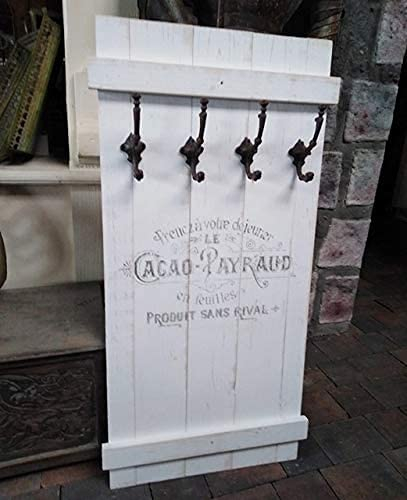 Unbekannt Shabby FRACHTKISTE WANDGARDEROBE Cacao PAYRAUD Holz Garderobe Vintage Retro GUSSEISEN (Weiss)