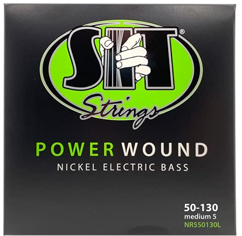 SIT Strings Power Wound Nickel Bass Guitar Strings (S.I.T.), 5-String Bass Medium 50-130, NR550130L