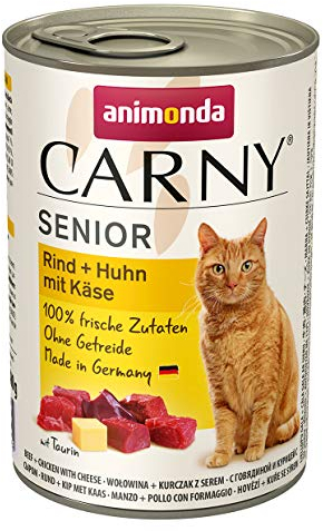 animonda Carny Senior Rind + Huhn mit Käse (6 x 400 g), Katzennassfutter für ältere Katzen ab 7 Jahren, Senior Nassfutter mit 100 % frischen Zutaten, Katzenfutter ohne Getreide und Zucker