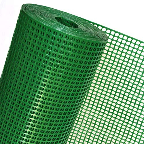 1 m² tejido de malla en 1 m de ancho x 1 m, rejilla protectora de plástico para animales pequeños, malla de 8 mm x 8 mm, verde (producto al metro) OP08/100