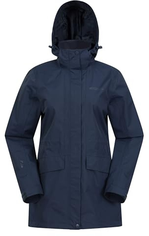 Mountain Warehouse Veste imperméable Glacial pour Femme - Manteau de Pluie Chaud et Respirant avec Coutures étanches et Capuche Amovible - Idéal pour la Marche Bleu Marine 42