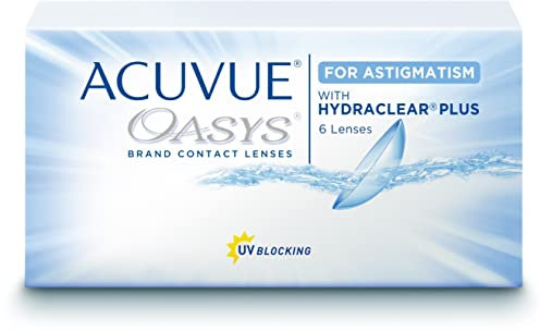ACUVUE OASYS for Astigmatism Kontaktlinsen – 2-Wochen-Linsen für Tag und Nacht mit -2 dpt, Cyl -0,75, Ach 110 und BC 8.6 – UV Schutz, Austrocknungsschutz und Komfortables Tragegefühl – 6 Linsen