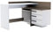 Demeyere 484879 Eckschreibtisch mit 3 Schubladen Thales, 128.8 x 83.2 x 105.7 cm, eiche dunkel / perle weiß