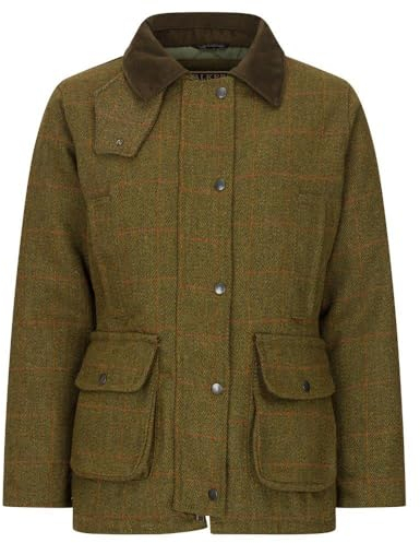 WALKER AND HAWKES - Hazelwood - Damen Country-Jacke aus Tweed - für die Jagd geeignet - Dunkles Salbeigrün - EU 36 (UK 8)