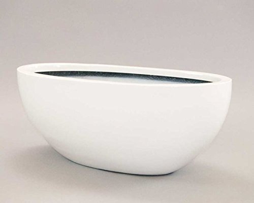 Elegant Einrichten Pflanzschale Fiberglas oval 51x23xH18cm Hochglanz weiß.
