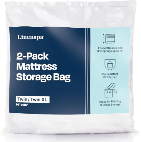 Linenspa Mattress Bags for Moving and Storage, Twin/Twin XL Size, 2-Pack