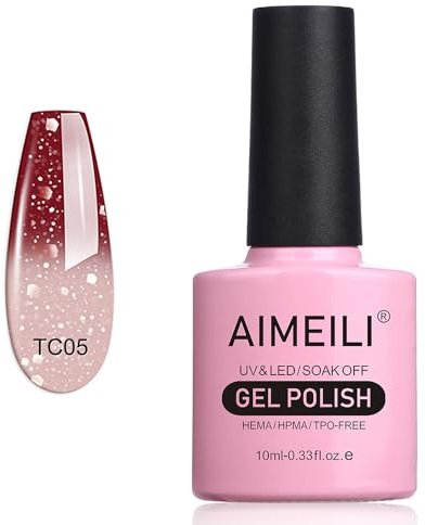 AIMEILI UV LED Nagellack Thermo Gellack ablösbarer Temperatur Farbwechsel Gel Nagellack Glitzer Gel Polish - Chocolate Spark (TC05) 10ml