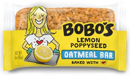 Bobo's Lemon Poppyseed Oat Bars, Gluten Free, Non-GMO, Whole Grain Oats, Pack of 12 | Snack Bars | On-the-Go | Made with Simple Ingredients
