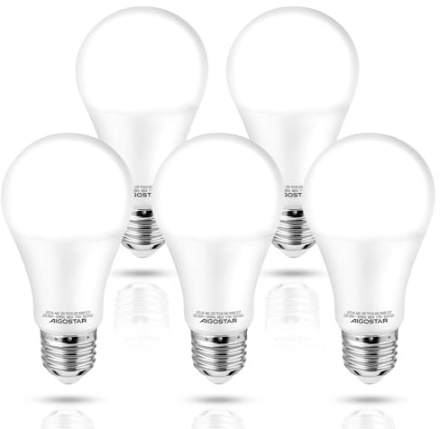Aigostar - Bombilla LED E27, 12W, Luz calida 3000K, 1170 lúmenes, Ángulo 280°,no regulable - 5 unidades