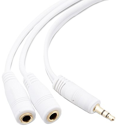 Mobi Lock Répartiteur en Y pour Casque 3,5 mm | 1 Prise mâle vers 2 Prises Femelles | Parfait pour Tous Les lecteurs multimédias et Autres appareils Audio dotés d'un Port 3,5 mm (Blanc)