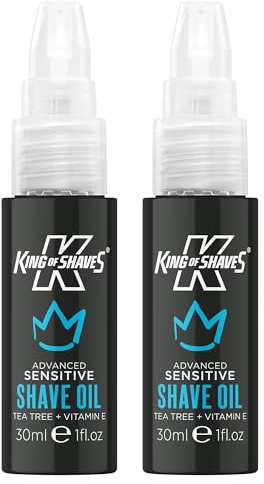 King of Shaves Advanced Sensitive Shaving Oil Vitamin E 2 x 30ml | Clear No Foam Formula that Helps Reduce Razor Burn. For Sensitive Skin. 100% Naturally Derived and Vegan.