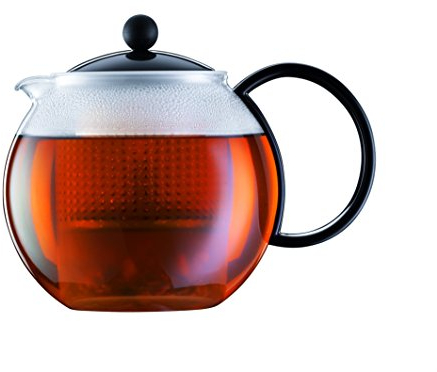 Bodum - 1842-01GVP - Assam - Théière à Piston en Verre - Filtre et Couvercle en Plastique - 0.5 L - Noir