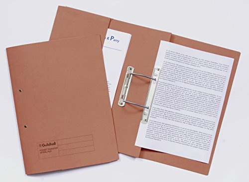 Exacompta - Ref 349-ORGZ - Guildhall - Pocket Spiral File, 315gsm Heavyweight Manilla, Holds A4 & Foolscap Documents, Left Hand Pocket, Blue Angel Certified - Orange, Pack of 25