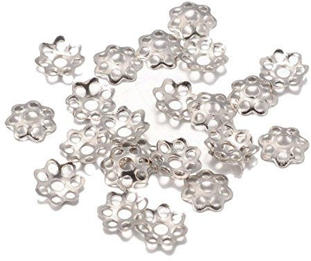 LOT DE 100 COUPELLES PERLE INTERCALAIRE METAL ARGENTE 6 mm (2,05 grs) - CREATION BIJOUX PERLES