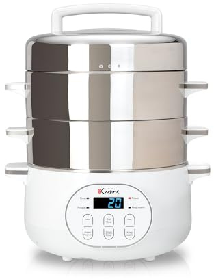 Euro cucina in acciaio INOX elettrico vaporiera 17 Quarts White/Stainless Steel